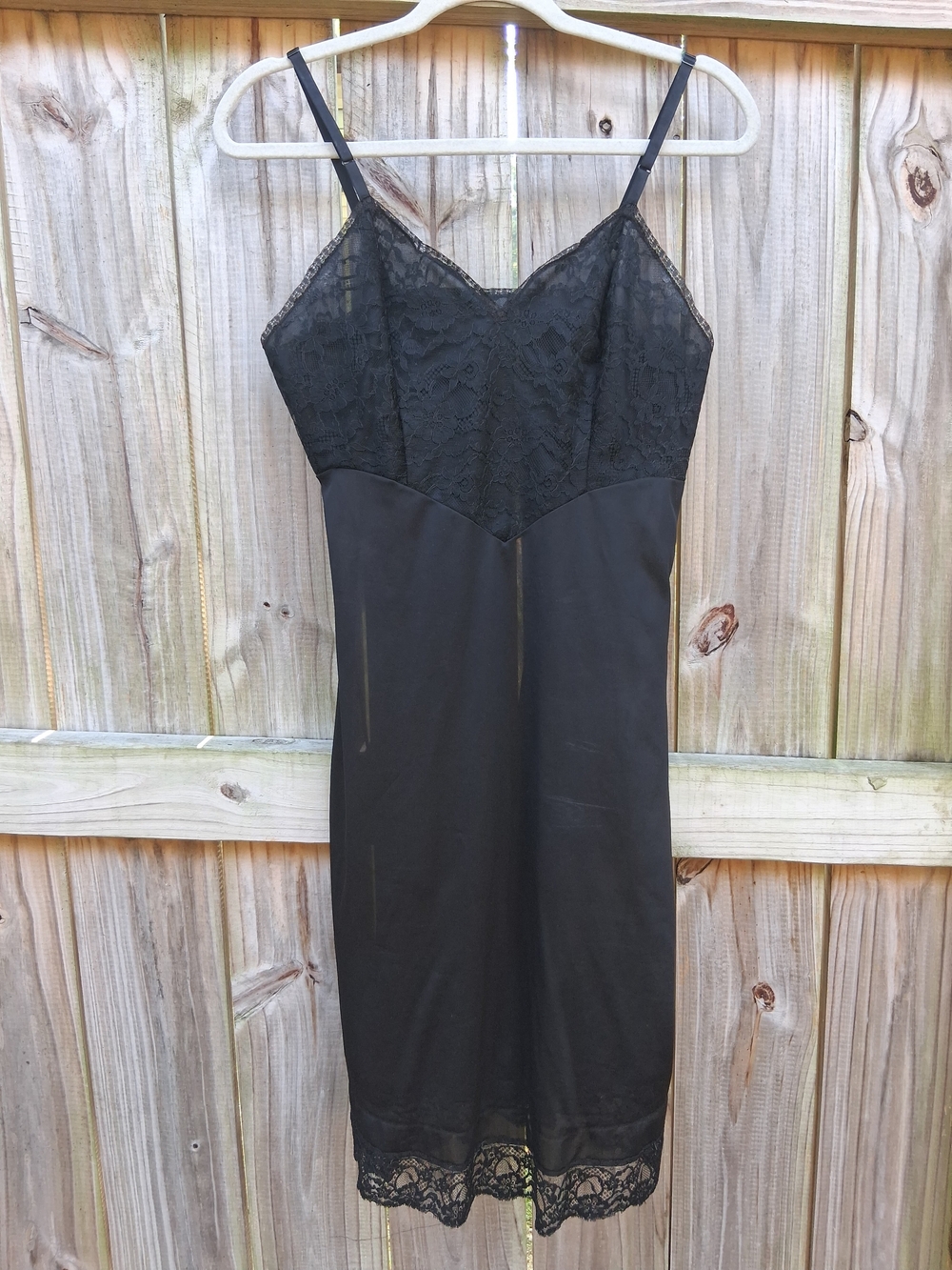 Vintags Vanity Fair Black Lace Slip Dress